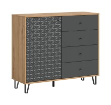 Highboard >Prisma< in Artisan Oak / Anthrazit matt - 110x96x40cm (BxHxT)