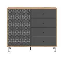 Highboard >Prisma< in Artisan Oak / Anthrazit matt - 110x96x40cm (BxHxT)
