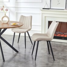 Esszimmerstuhl >Lotta< 2er Set in creme, Webstoff - 53x86x59cm (BxHxT)