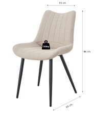 Esszimmerstuhl >Lotta< 2er Set in creme, Webstoff - 53x86x59cm (BxHxT)