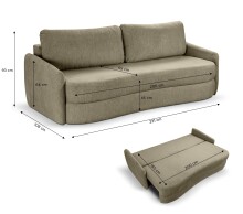 Schlafsofa >Diana< in grün, Strukturstoff - 231x93x108cm (BxHxT)