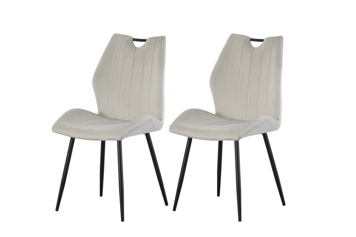 Esszimmerstuhl >Christin< 2er Set in creme, Velouroptik - 52x75x58cm (BxHxT)