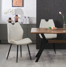 Esszimmerstuhl >Christin< 2er Set in creme, Velouroptik - 52x75x58cm (BxHxT)