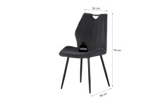 Esszimmerstuhl >Christin< 2er Set in anthrazit, Velouroptik - 52x75x58cm (BxHxT)