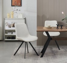 Drehstuhl >Emilia< 2er Set in creme, Webstoff - 52x85x61cm (BxHxT)