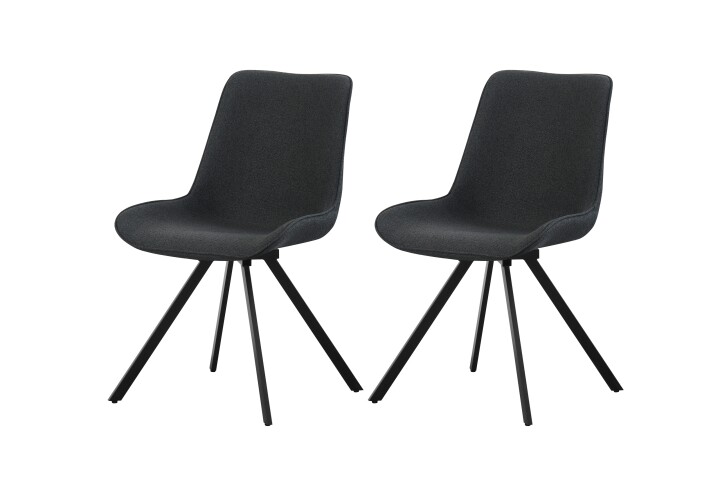 Drehstuhl >Emilia< 2er Set in anthrazit, Webstoff - 52x85x61cm (BxHxT)