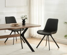 Drehstuhl >Emilia< 2er Set in anthrazit, Webstoff - 52x85x61cm (BxHxT)