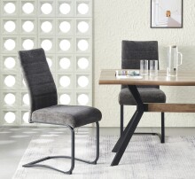 Freischwinger >Leni< 2er Set in anthrazit, Strukturstoff - 43x98x59cm (BxHxT)