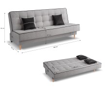 Schlafsofa >Bono< in hellgrau, Strukturstoff - 199x91x91cm (BxHxT)