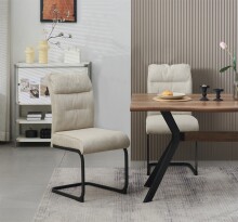 Freischwinger >Frieda< 2er Set in creme, Chenille-Optik - 47x94x61cm (BxHxT)