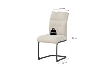 Freischwinger >Frieda< 2er Set in creme, Chenille-Optik - 47x94x61cm (BxHxT)