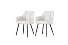 Stuhl >Bella< 2er Set in creme, Chenille-Optik - 55x82x62cm (BxHxT)