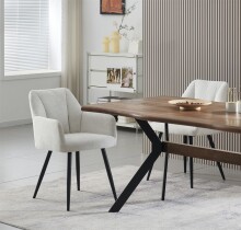 Stuhl >Bella< 2er Set in creme, Chenille-Optik - 55x82x62cm (BxHxT)
