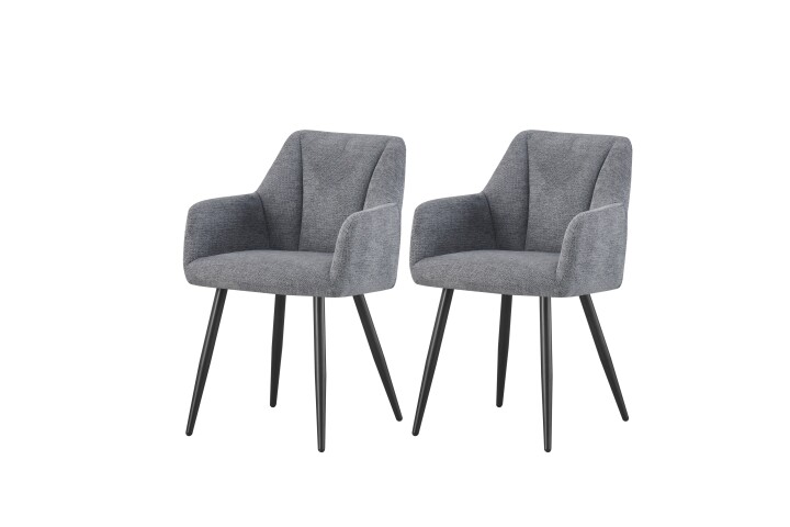 Stuhl >Bella< 2er Set in anthrazit, Chenille-Optik - 55x82x62cm (BxHxT)