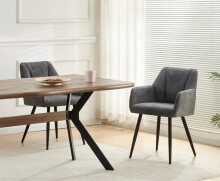 Stuhl >Bella< 2er Set in anthrazit, Chenille-Optik - 55x82x62cm (BxHxT)