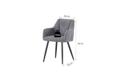 Stuhl >Bella< 2er Set in anthrazit, Chenille-Optik - 55x82x62cm (BxHxT)