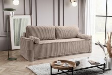 Schlafsofa >Grubs< in grau-beige, Cord - 225x96x93cm (BxHxT)