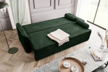 Schlafsofa >Grubs< in smaragdgrün, Cord - 225x96x93cm (BxHxT)