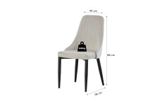 Stuhl >Claudia< 2er Set in creme, Velouroptik - 44x88x58cm (BxHxT)