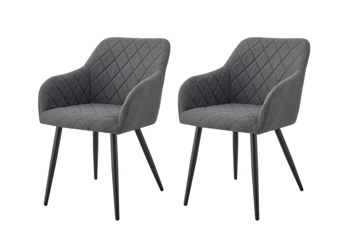 Stuhl >Lea< 2er Set in anthrazit, Webstoff - 56x83x60cm (BxHxT)