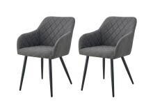 Stuhl >Lea< 2er Set in anthrazit, Webstoff -...