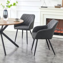 Stuhl >Lea< 2er Set in anthrazit, Webstoff - 56x83x60cm (BxHxT)