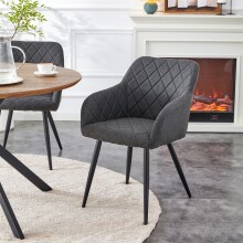 Stuhl >Lea< 2er Set in anthrazit, Webstoff - 56x83x60cm (BxHxT)