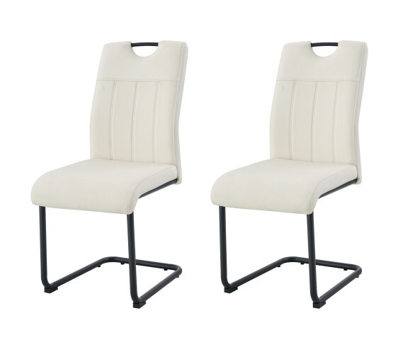 Freischwinger >Lisa< 2er Set in creme, Velouroptik - 43x98x61cm (BxHxT)