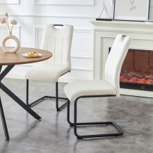 Freischwinger >Lisa< 2er Set in creme, Velouroptik - 43x98x61cm (BxHxT)