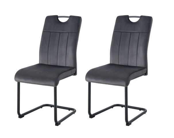 Freischwinger >Lisa< 2er Set in anthrazit, Velouroptik - 43x98x61cm (BxHxT)