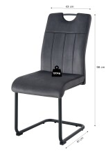 Freischwinger >Lisa< 2er Set in anthrazit, Velouroptik - 43x98x61cm (BxHxT)