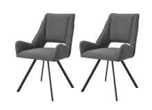 Stuhl >Helen< 2er Set in anthrazit, Webstoff -...
