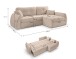 Ecksofa >Sancho Long< in beige, Cord - 255x107x155cm (BxHxT)