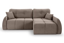 Ecksofa >Sancho Long< in braun-beige, Cord - 255x107x155cm (BxHxT)