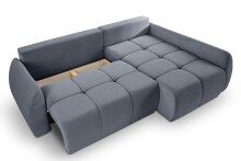 Ecksofa >Sancho Long< in blau-grau, Cord - 255x107x155cm (BxHxT)