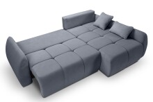 Ecksofa >Sancho Long< in blau-grau, Cord - 255x107x155cm (BxHxT)