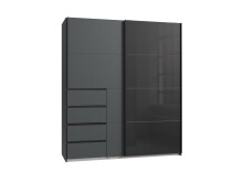 Schwebetürenschrank >BALI< in GRAPHIT / GLAS...