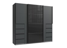 Schwebetürenschrank >BALI< in GRAPHIT / GLAS...