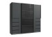 Schwebetürenschrank >BALI< in GRAPHIT / GLAS SCHWARZ - 225x208x64cm (BxHxT)