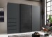 Schwebetürenschrank >BALI< in GRAPHIT / GLAS SCHWARZ - 270x208x64cm (BxHxT)
