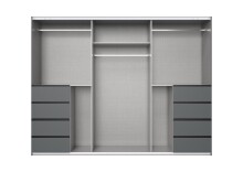 Schwebetürenschrank >BALI< in GRAPHIT / GLAS SCHWARZ - 270x208x64cm (BxHxT)