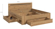 Bettgestell >Canu< in Basalt Grau / Artisan - 184x87x205cm (BxHxT) Liegefläche 180x200 cm