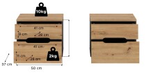Nachtkommode >Canu< 2er Set in Basalt Grau / Artisan - 50x42x37cm (BxHxT)