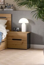 Nachtkommode >Canu< 2er Set in Basalt Grau / Artisan - 50x42x37cm (BxHxT)