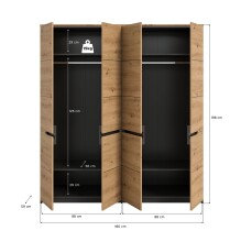 Kleiderschrank >Canu< in Basalt Grau / Artisan - 180x198x59cm (BxHxT)