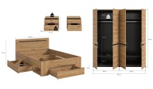 Schlafzimmer-Set >Canu< 4tlg. in Basalt Grau / Artisan