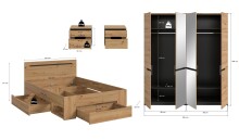 Schlafzimmer-Set >Canu< 4tlg. in Basalt Grau / Artisan