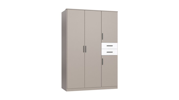 Drehtürenschrank >BAHAMAS< in SAHARAGRAU + WEISS - 135x198x58cm (BxHxT)