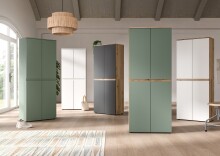 Highboard >Scarpa< in Evoke Oak / Smoke Green - 105x111x37cm (BxHxT)