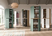 Highboard >Scarpa< in Evoke Oak / Smoke Green - 105x111x37cm (BxHxT)